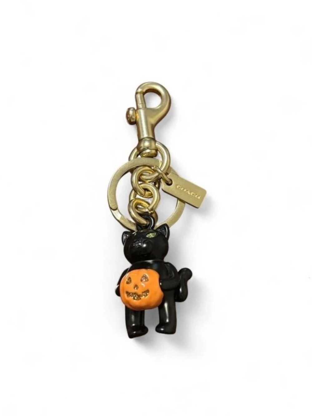 Coach Halloween Cat Bag Charm Gold Multi New - Picture 2 of 3